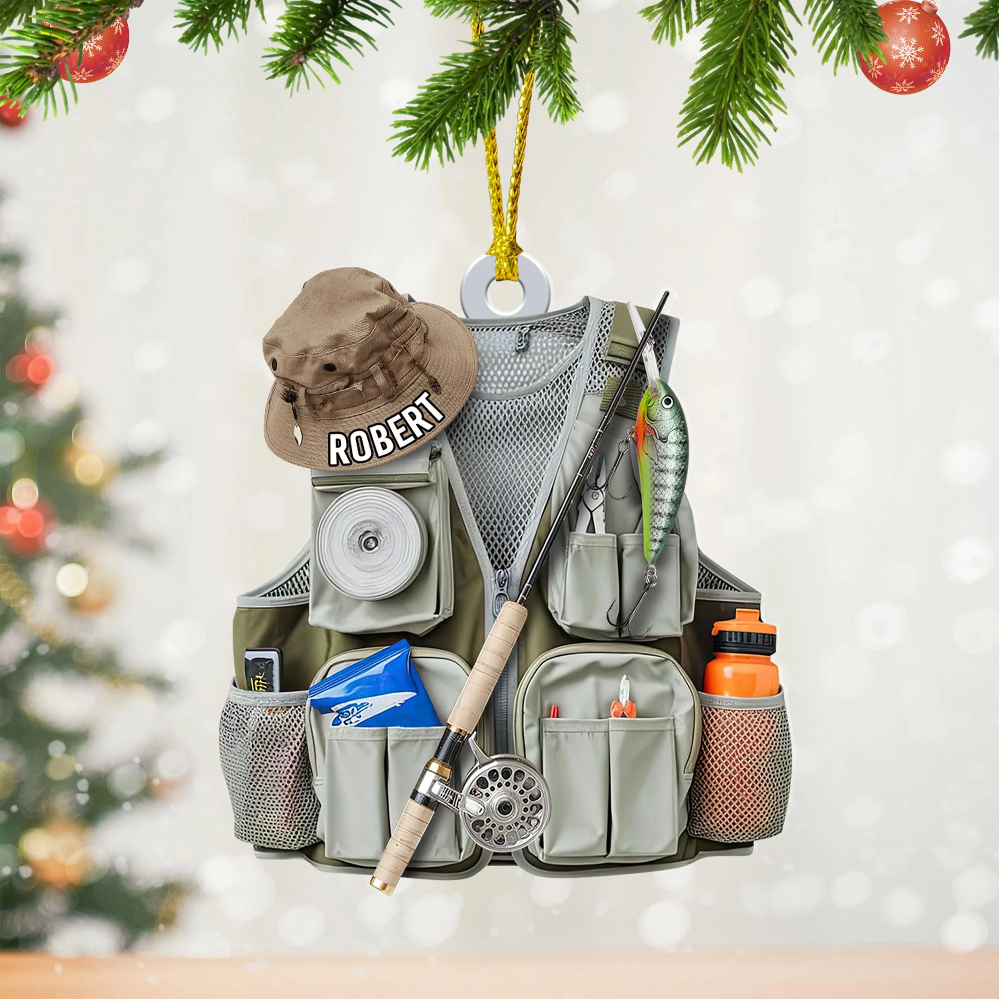 Personalized Bass Fishing Acrylic Ornament Fisherman Keepsake - Image 7