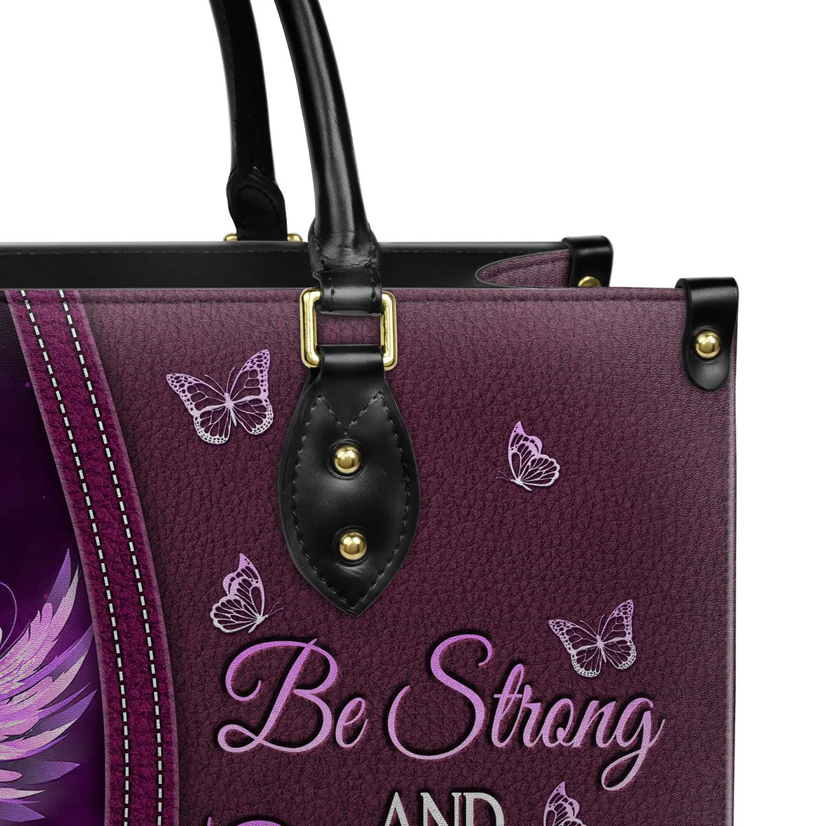 Personalized Be strong and courageous-Bible Verse Leather Bag - Image 4
