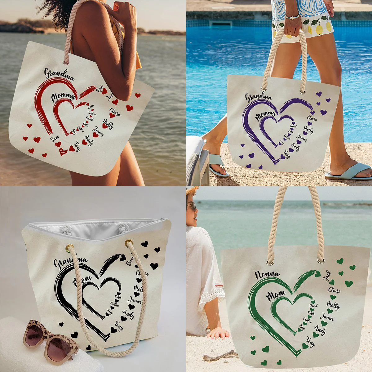 Personalized Beach Bag - Little Sweethearts - Gift For Mom Grandma - Image 10