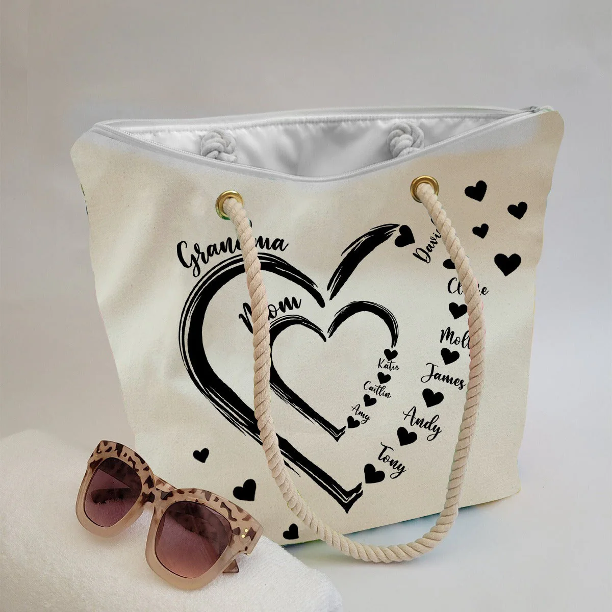 Personalized Beach Bag - Little Sweethearts - Gift For Mom Grandma - Image 2