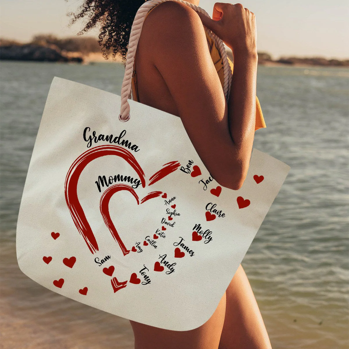 Personalized Beach Bag - Little Sweethearts - Gift For Mom Grandma - Image 7