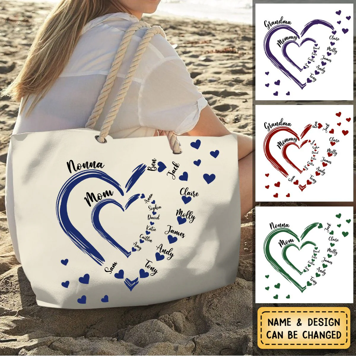Personalized Beach Bag - Little Sweethearts - Gift For Mom Grandma - Image 8