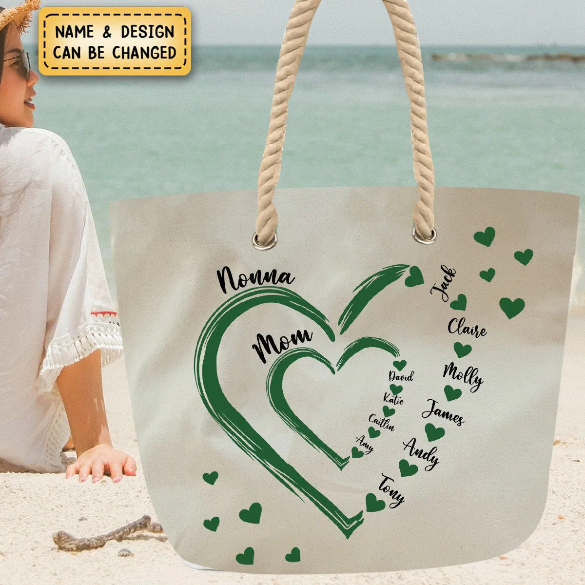 Personalized Beach Bag - Little Sweethearts - Gift For Mom Grandma - Image 9