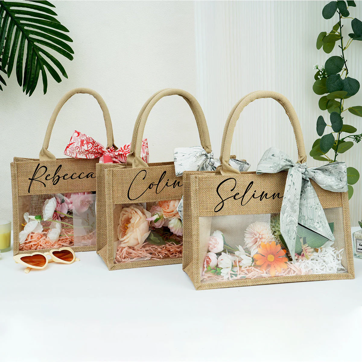 Personalized Beach Jute Tote Bag with Scarf - Image 11