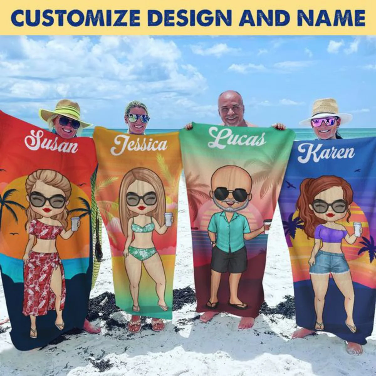 Tropical Summer Sunset - Personalized Beach Towel - Gift For Bestie/Friends/Sister - Image 4