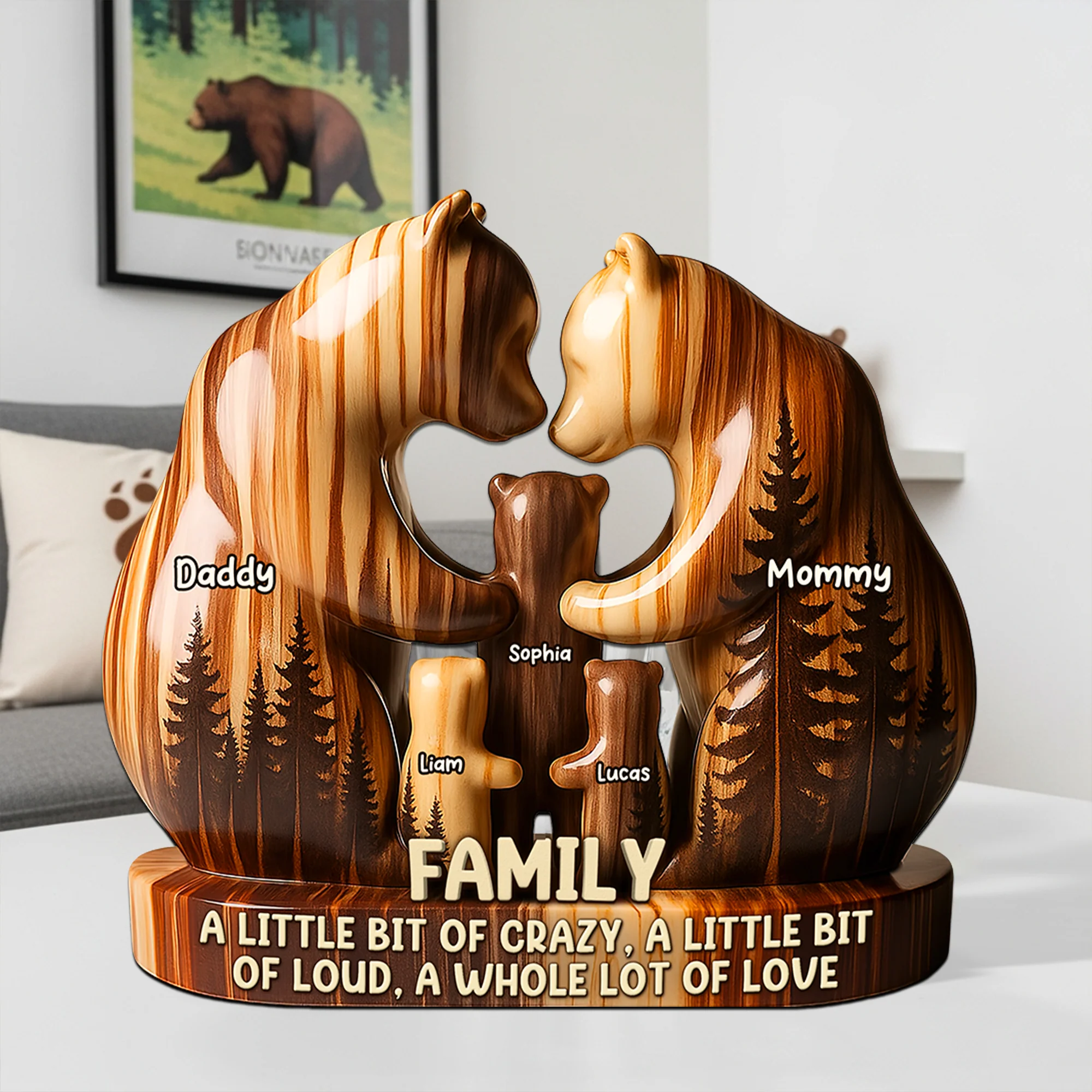 Personalized Bear Family Acrylic Plaque Gift For Family Members - Image 2
