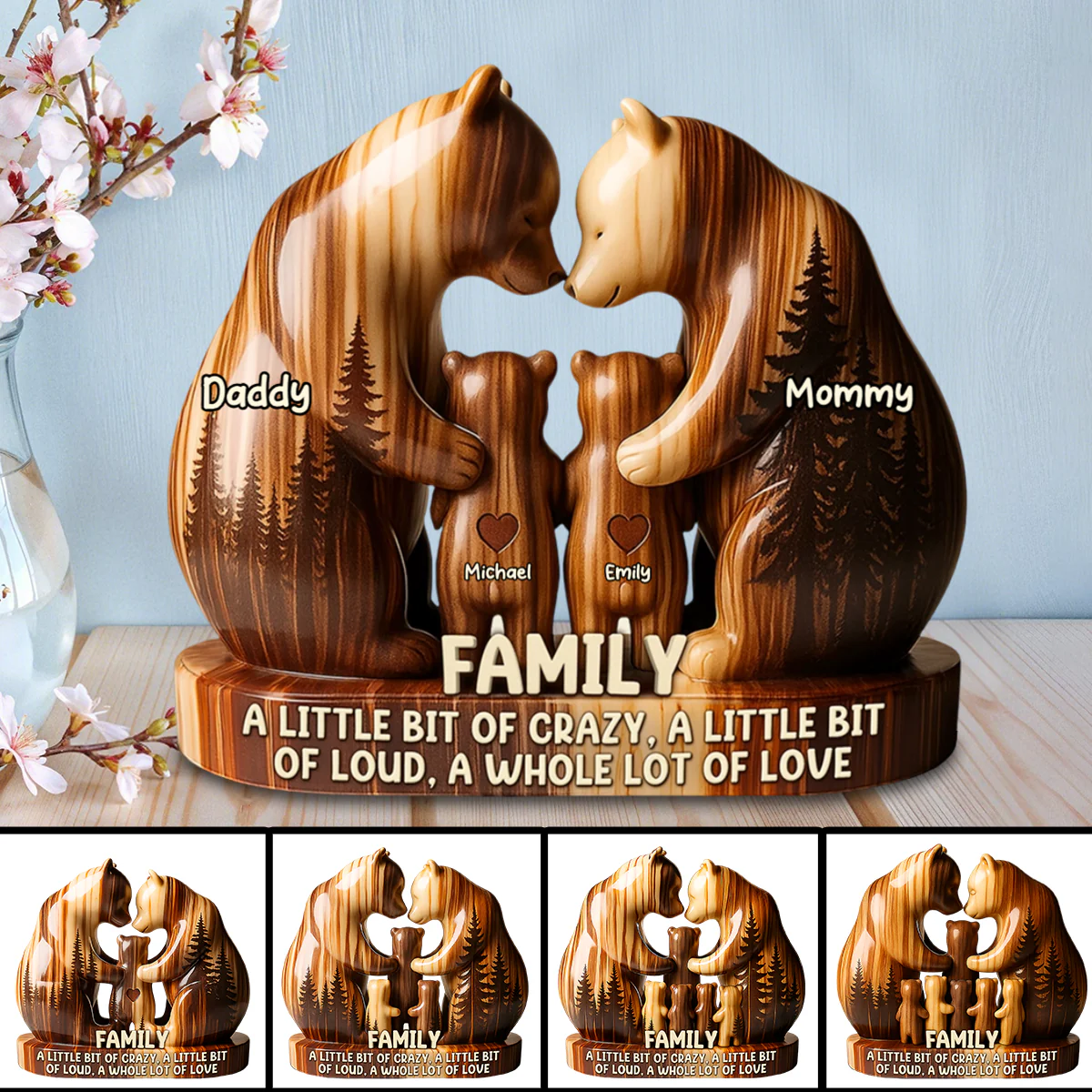 Personalized Bear Family Acrylic Plaque Gift For Family Members - Image 4