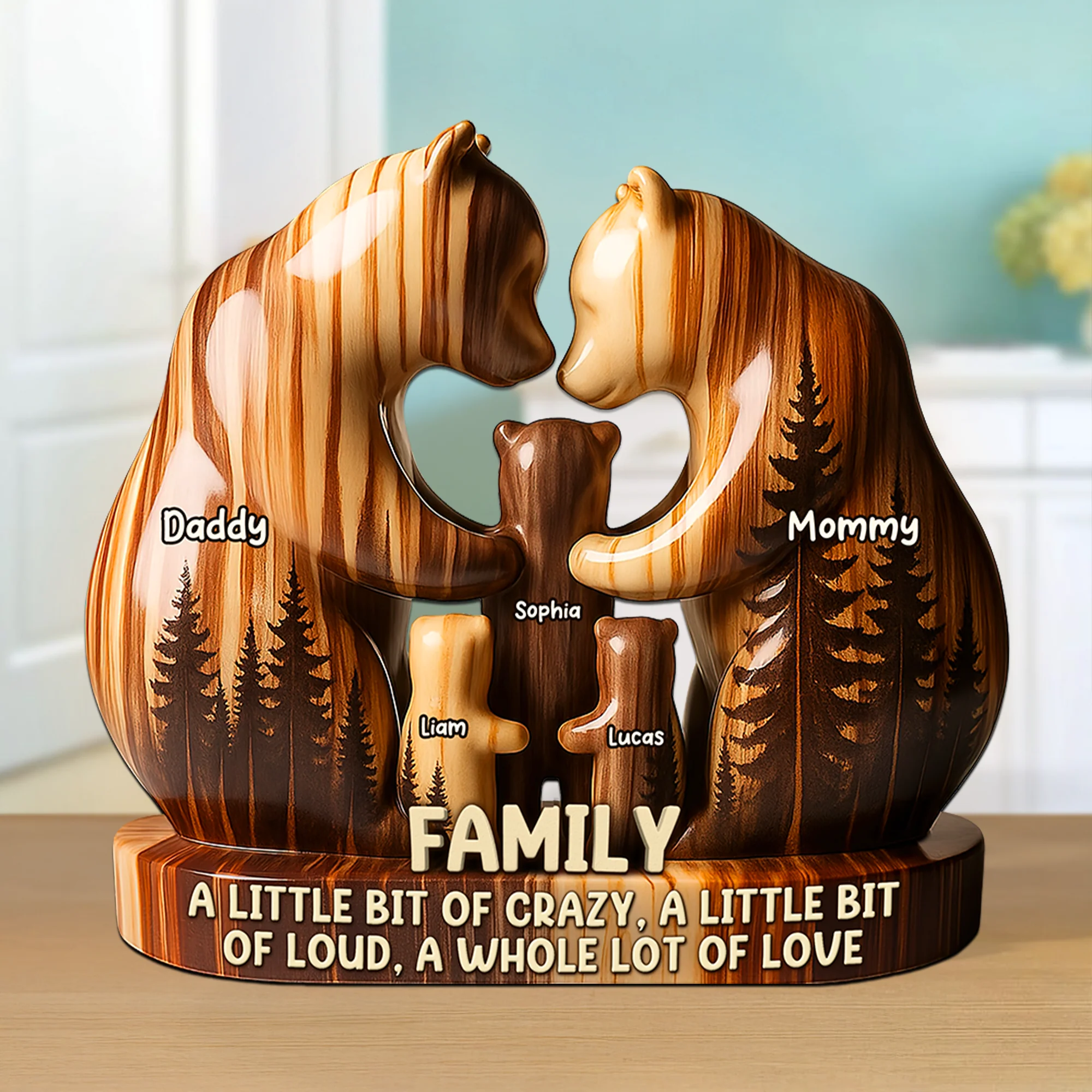 Personalized Bear Family Acrylic Plaque Gift For Family Members - Image 5