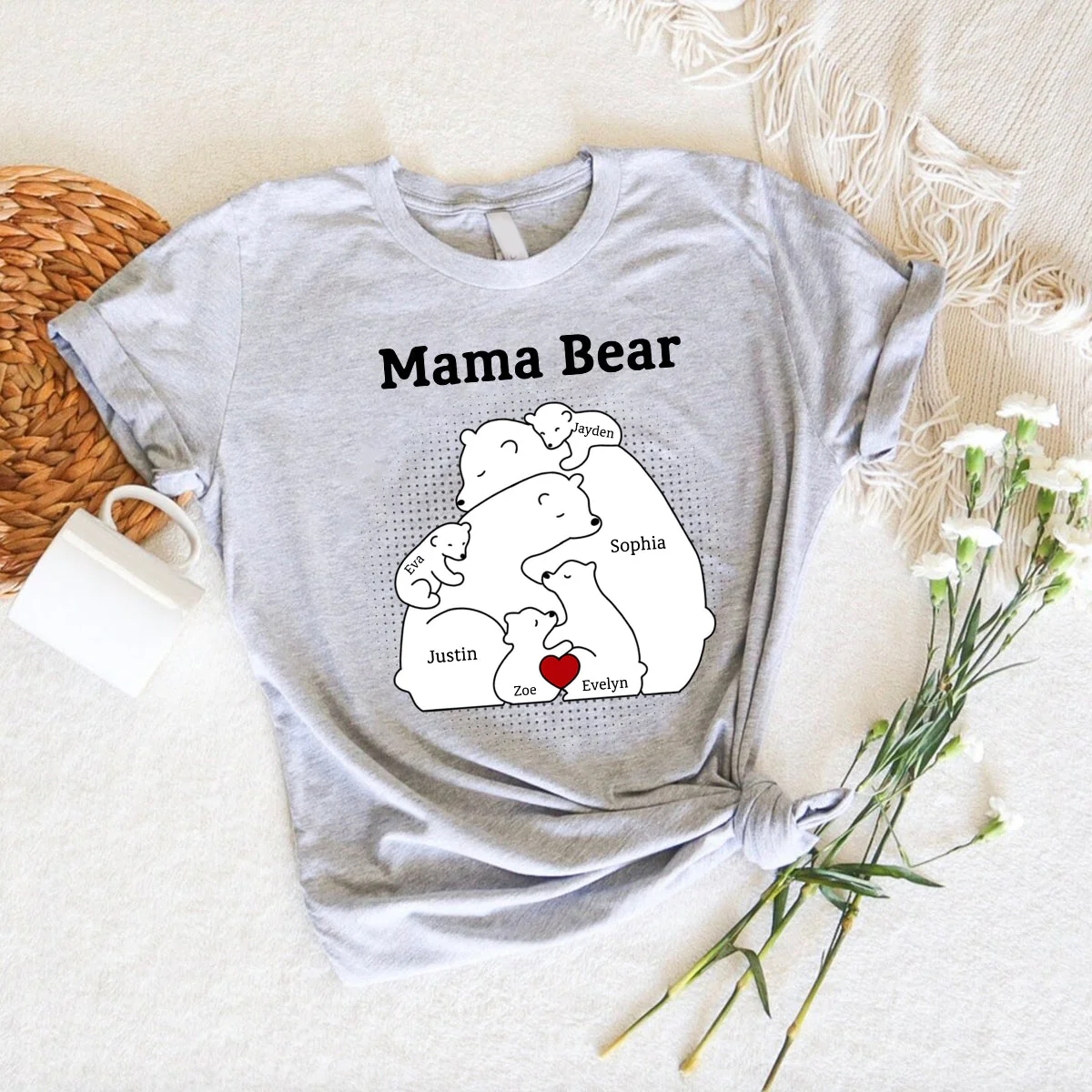 Personalized Bear Family Bear Mama Mother Pure Cotton T-shirt - Image 2