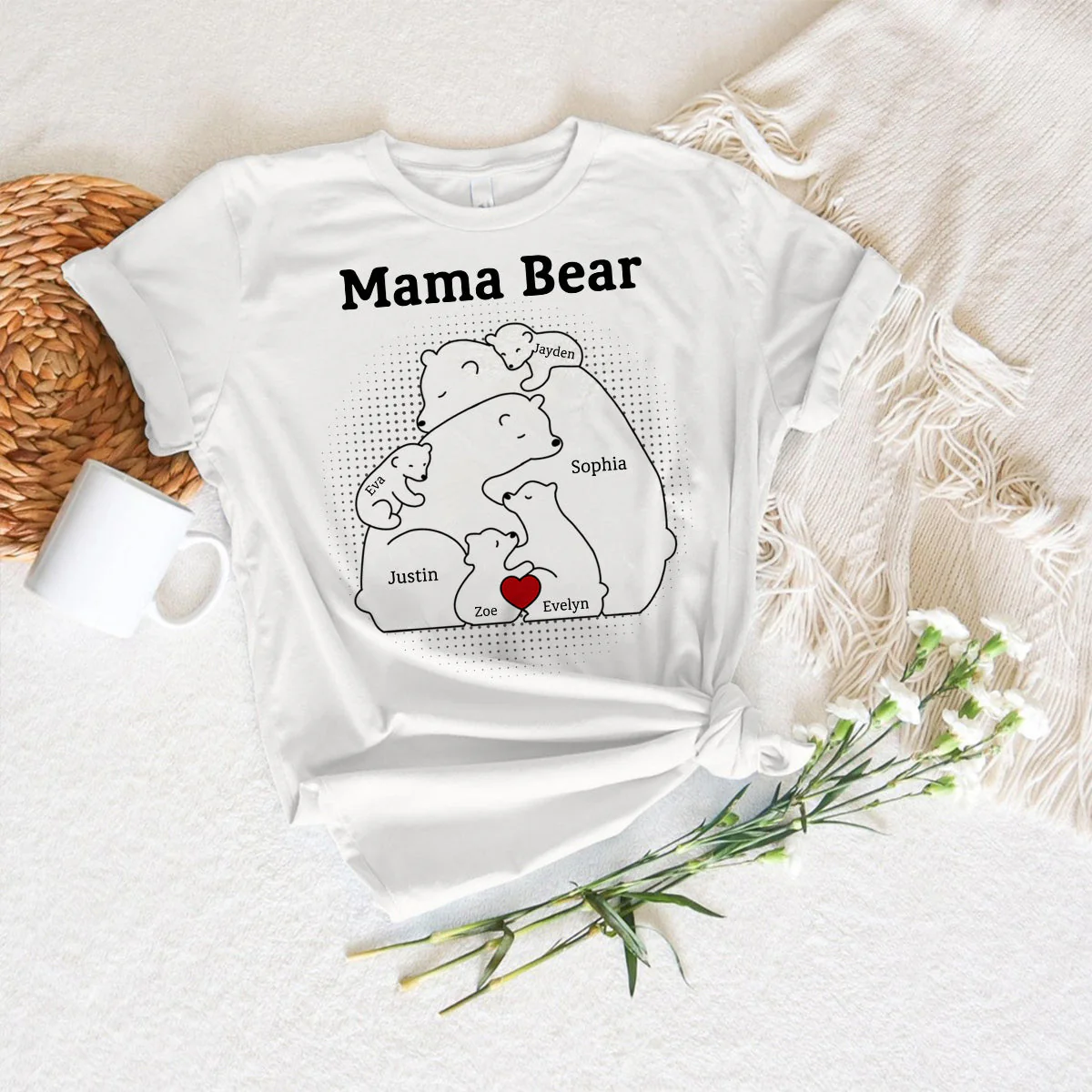 Personalized Bear Family Bear Mama Mother Pure Cotton T-shirt - Image 4