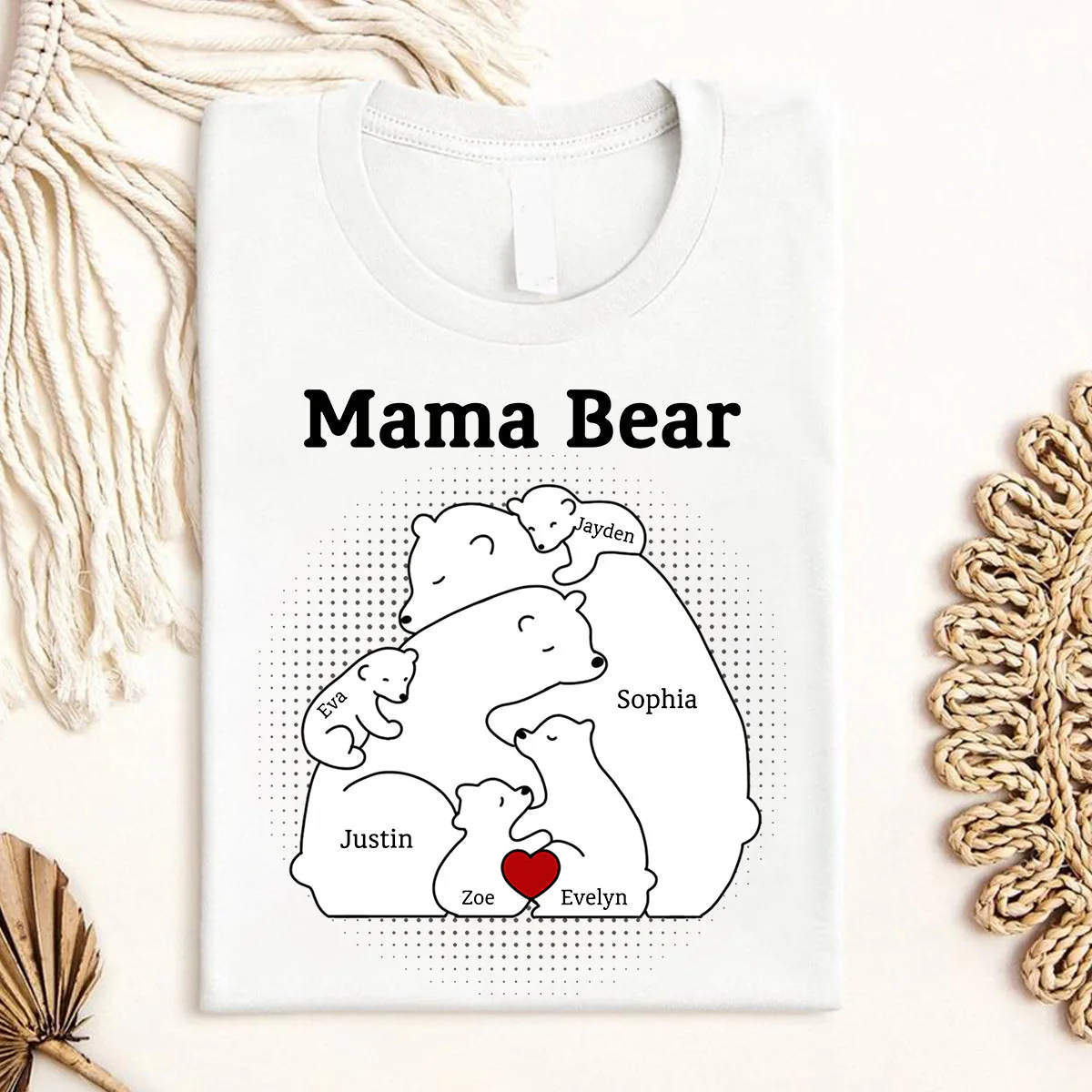 Personalized Bear Family Bear Mama Mother Pure Cotton T-shirt - Image 5