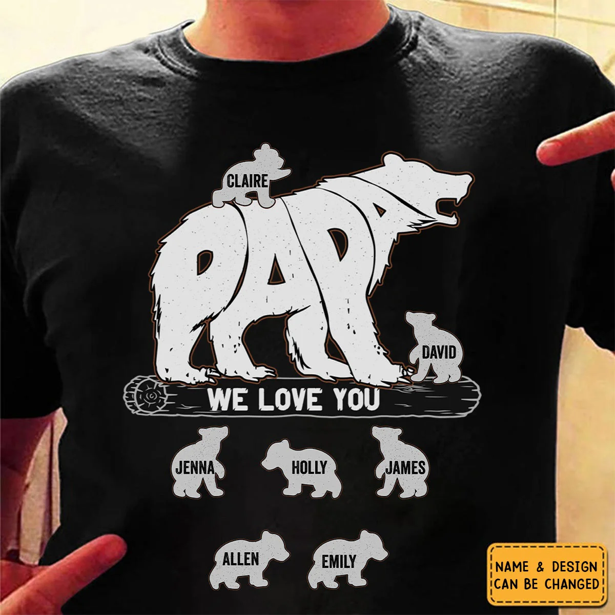Personalized Bear Pure Cotton T-Shirt Gift For Father, Grandfather - Image 3