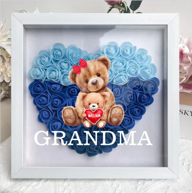 Personalized Bear With Cute Little Bear Kids Flower Shadow Box - Image 2
