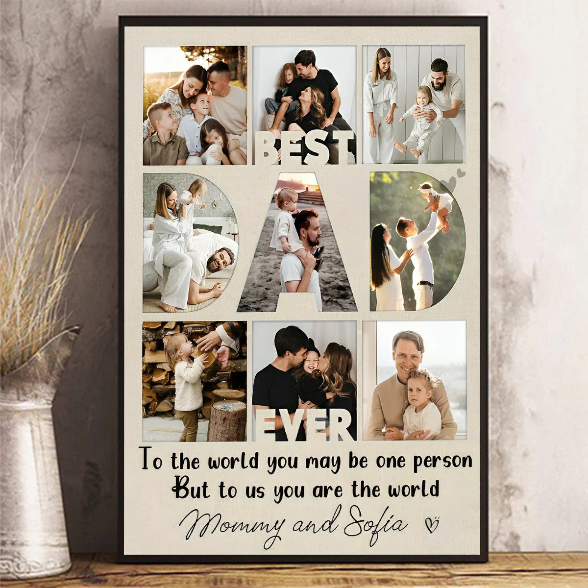Personalized Best Dad Ever Collage Canvas Poster, Gift For Dad On Father's Day - Image 2