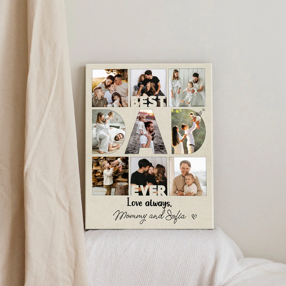 Personalized Best Dad Ever Collage Canvas Poster, Gift For Dad On Father's Day - Image 3