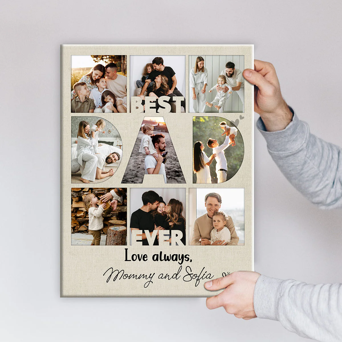 Personalized Best Dad Ever Collage Canvas Poster, Gift For Dad On Father's Day - Image 4