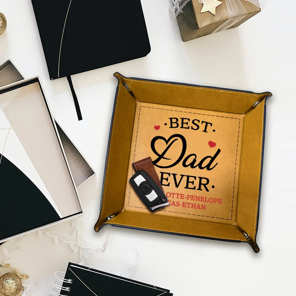 Personalized Best Dad Ever Leather Catchall Snap Tray Gift For Father Grandpa - Image 7