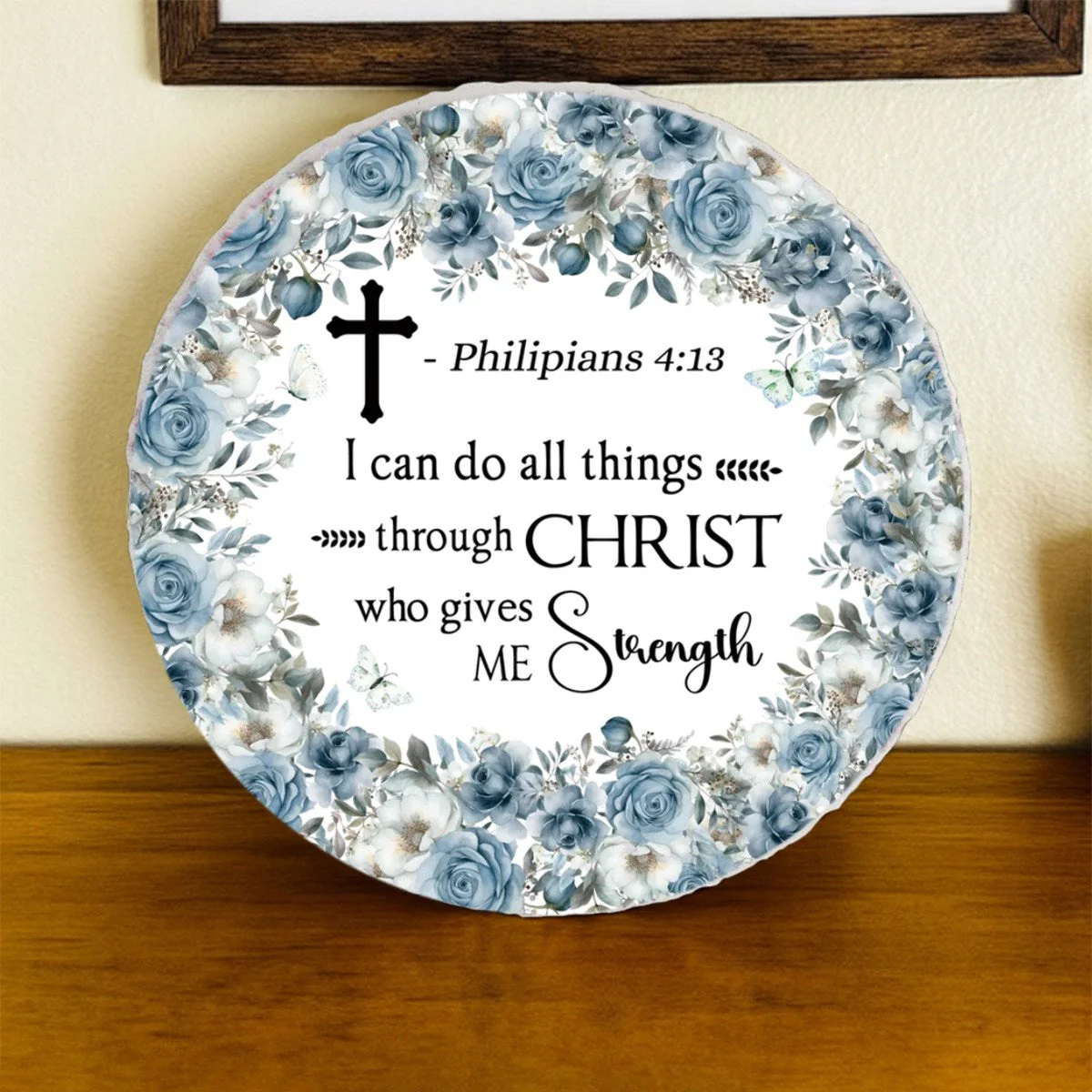Personalized Bible Verse Round Ceramic, Motivational Sign, Christian Gift, Inspirational Faith Ceramic - Image 2