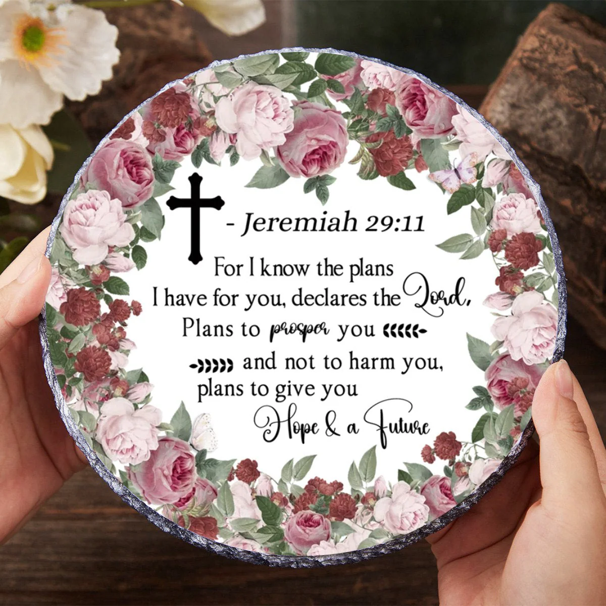 Personalized Bible Verse Round Ceramic, Motivational Sign, Christian Gift, Inspirational Faith Ceramic - Image 3