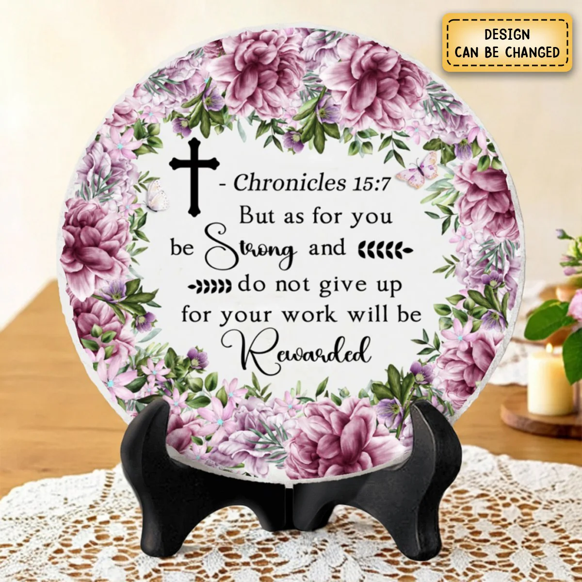 Personalized Bible Verse Round Ceramic, Motivational Sign, Christian Gift, Inspirational Faith Ceramic - Image 6