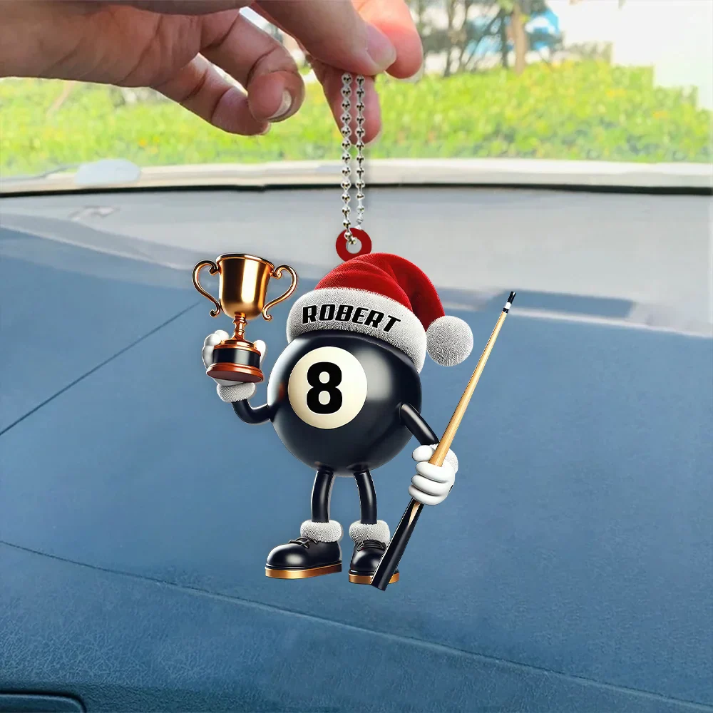 Personalized Billiard Shaped Trophy Christmas Ornament, Perfect Gift For Billiard Lovers - Image 2