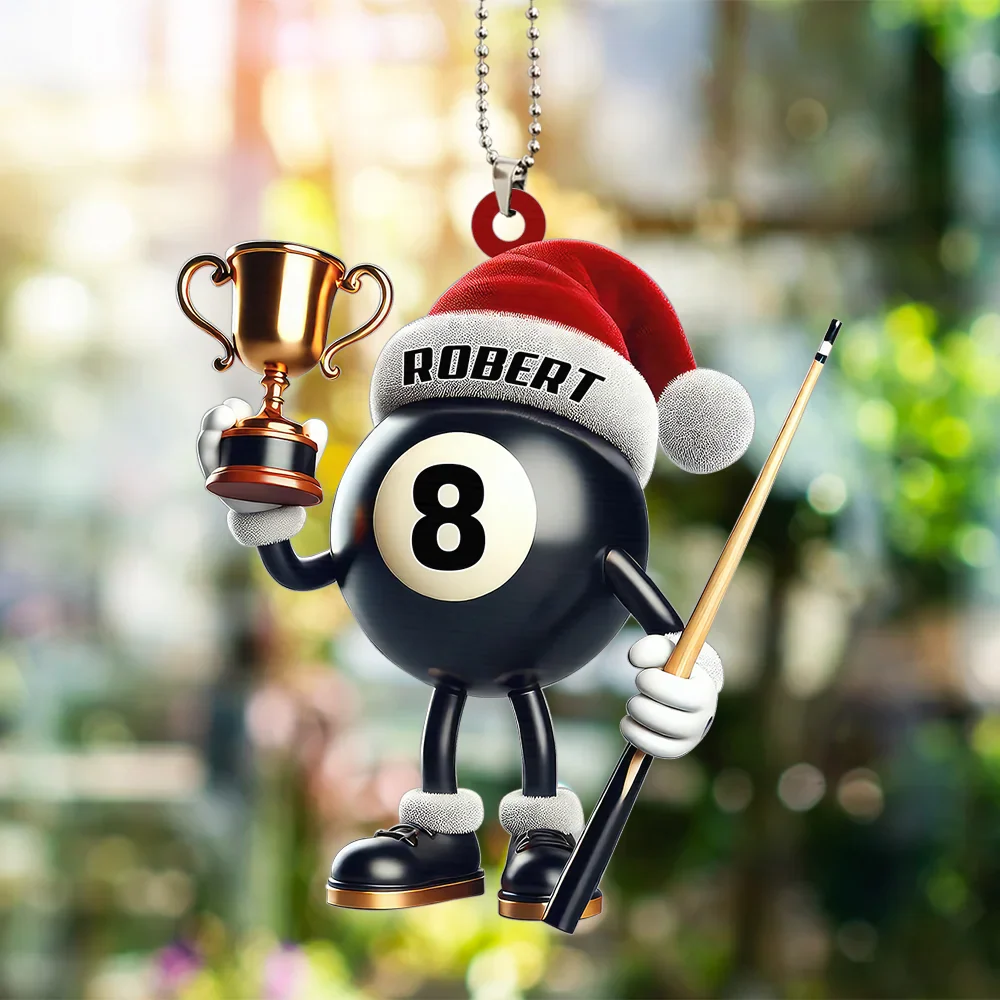 Personalized Billiard Shaped Trophy Christmas Ornament, Perfect Gift For Billiard Lovers - Image 3