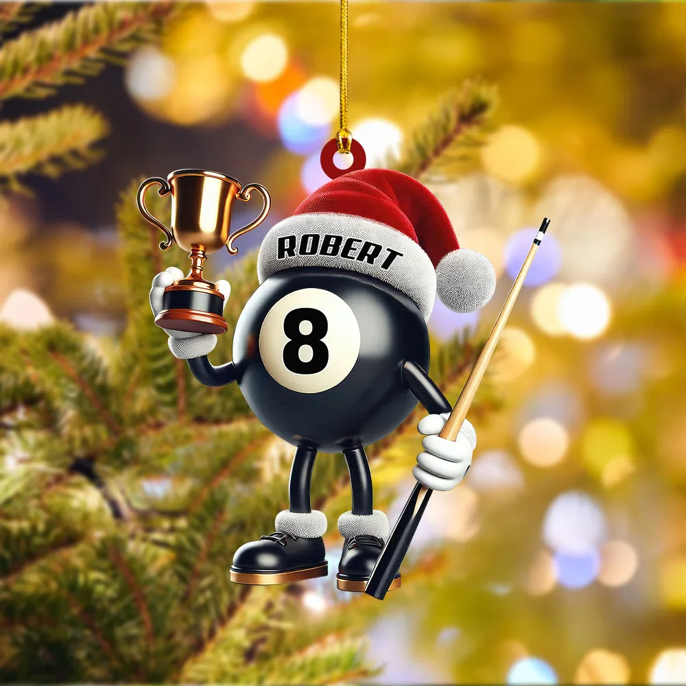 Personalized Billiard Shaped Trophy Christmas Ornament, Perfect Gift For Billiard Lovers - Image 5