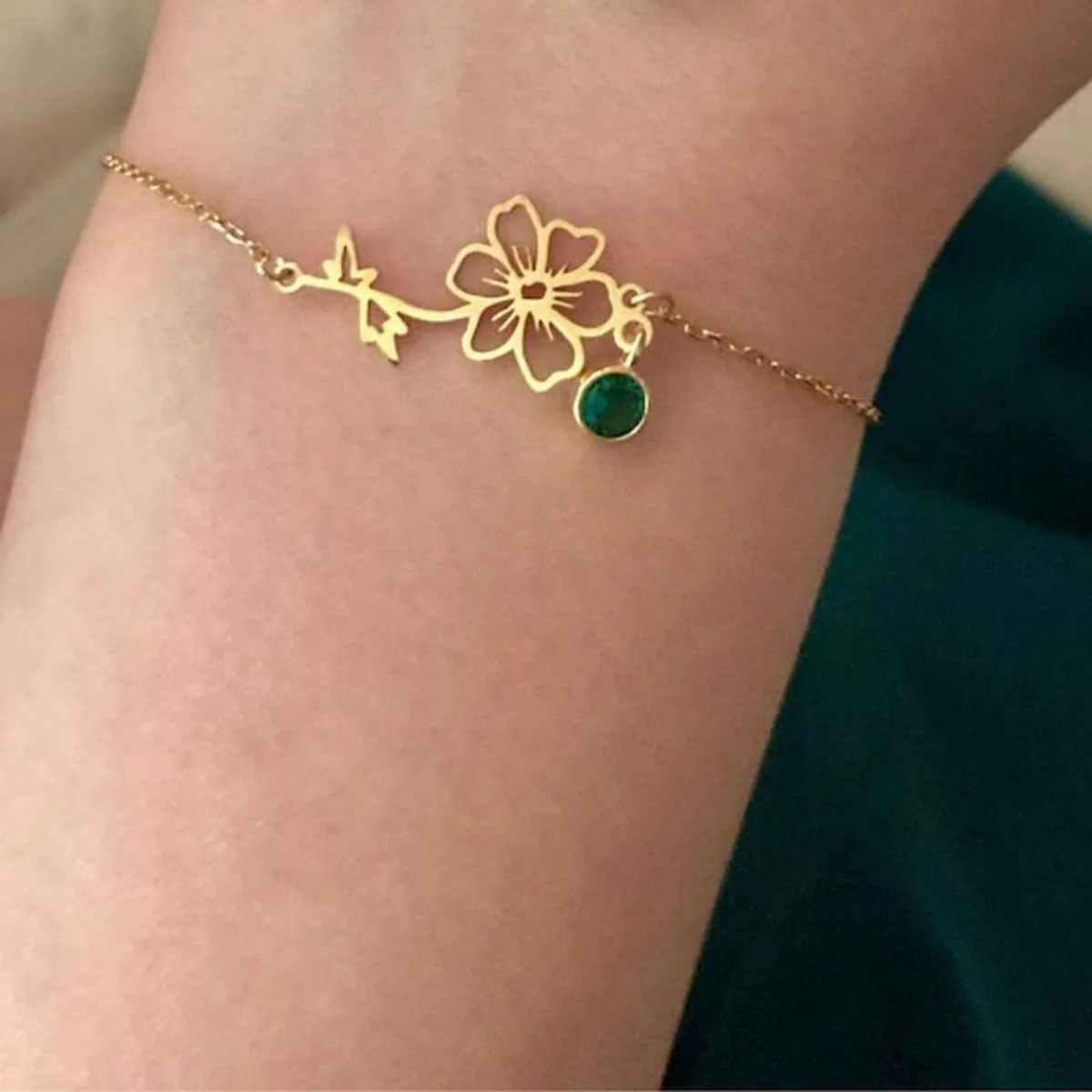 Personalized Birth Flower & Birthstone Bracelet- Jewelry Gift for Family/Friends/Sisters - Image 5