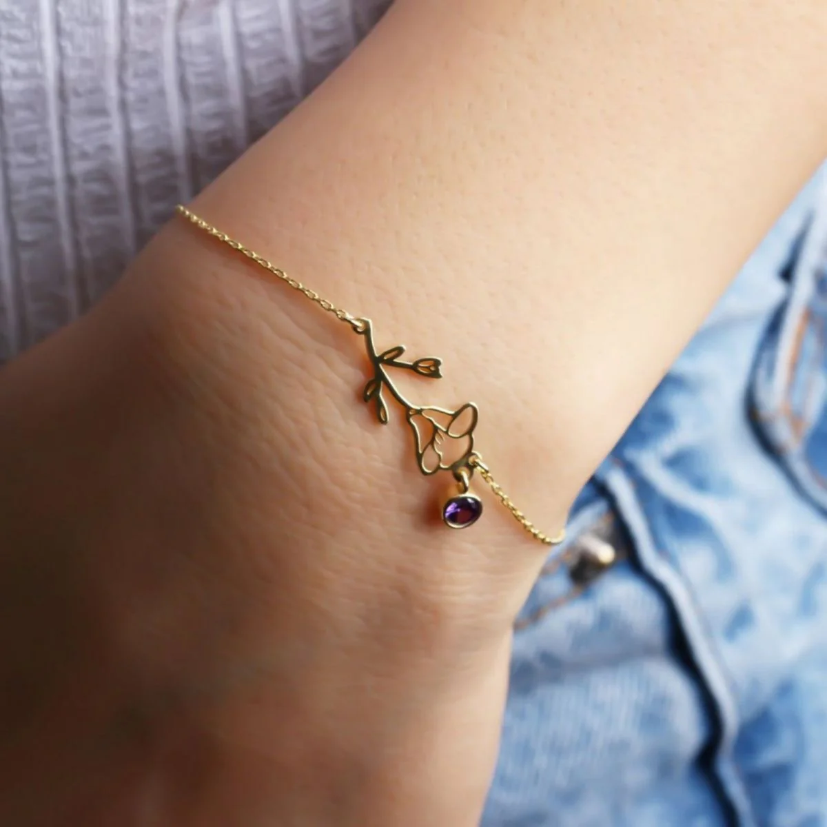 Personalized Birth Flower & Birthstone Bracelet- Jewelry Gift for Family/Friends/Sisters - Image 9