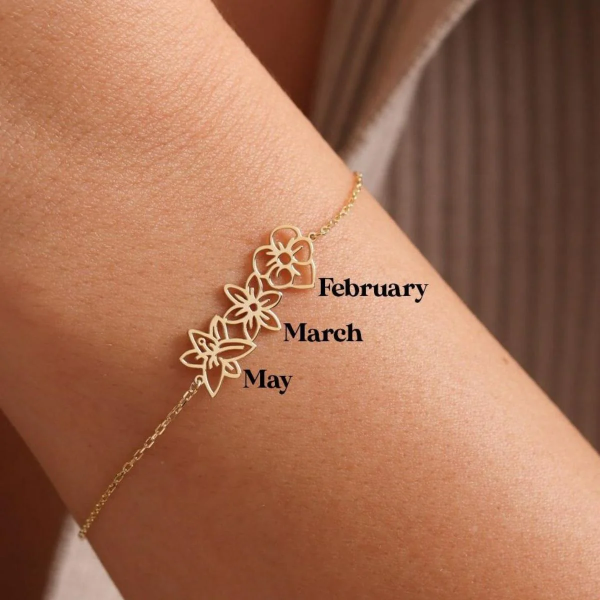Personalized Birth Flower Bracelet - Jewelry Gift for Family/Mom/Friends/Sisters - Image 3