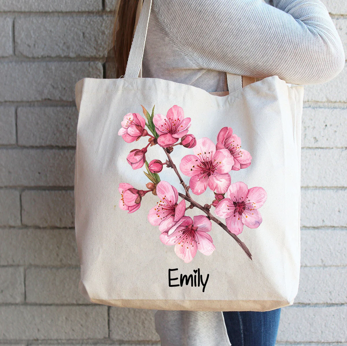 Personalized Birth Flower Canvas Tote Bag For Family/Friend - Image 2
