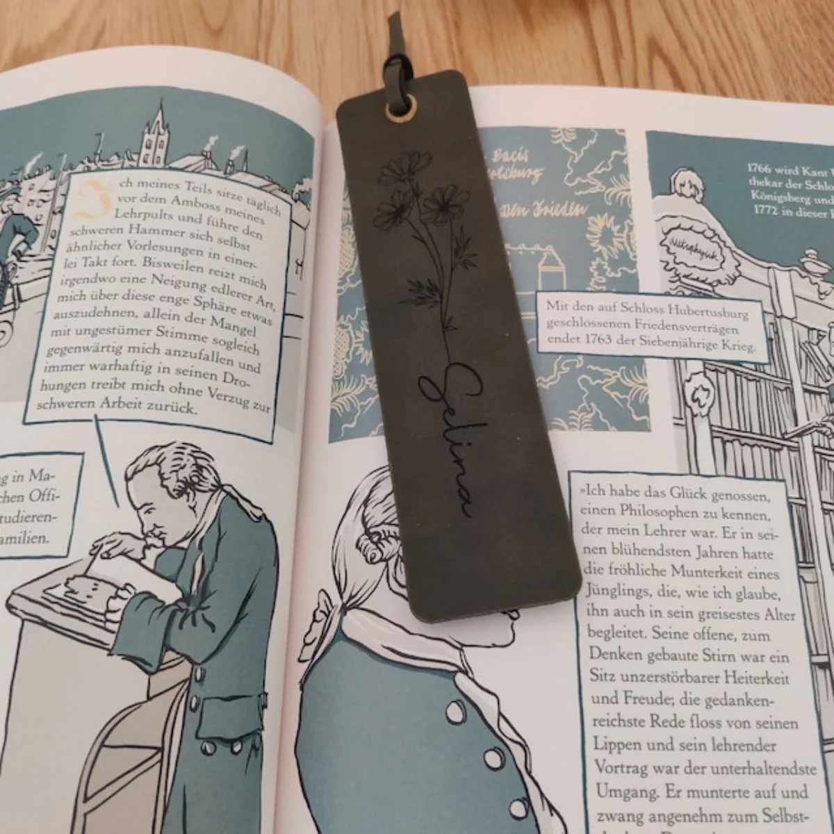 Personalized Birth Flower Custom Name Leather Bookmark Gifts for Readers - Image 10
