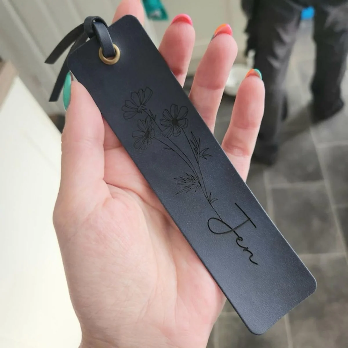 Personalized Birth Flower Custom Name Leather Bookmark Gifts for Readers - Image 11