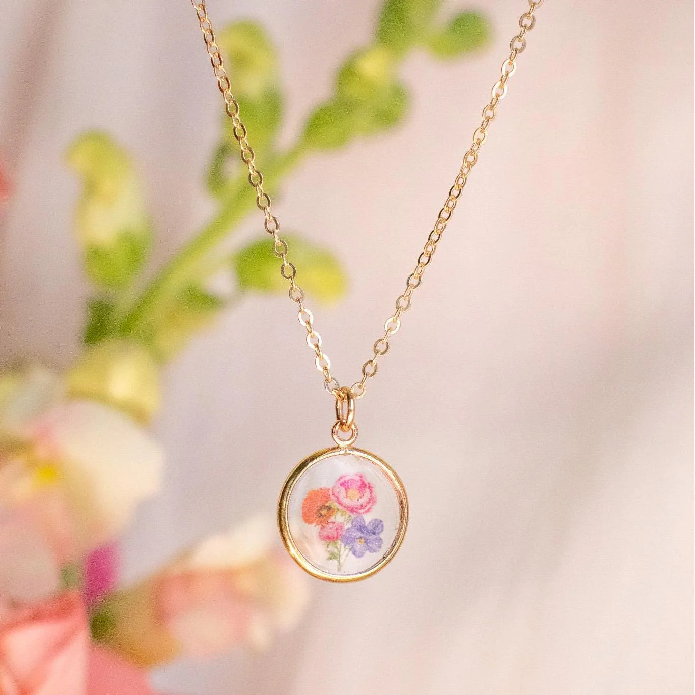 Personalized Birth Flower Family Bouquet Necklace - Image 4