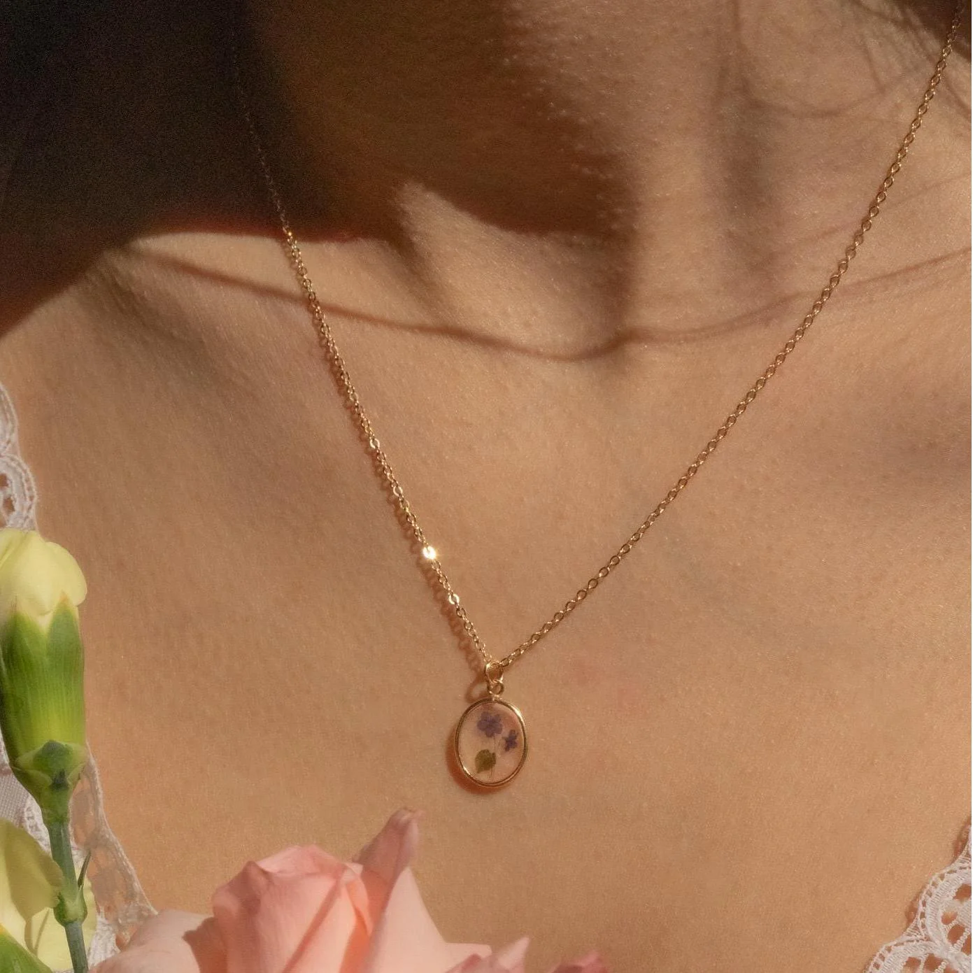 Personalized Birth Flower Family Bouquet Necklace - Image 6