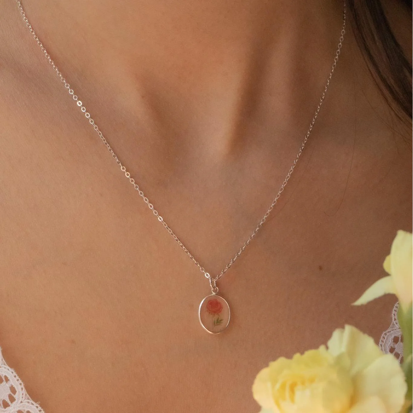 Personalized Birth Flower Family Bouquet Necklace - Image 8