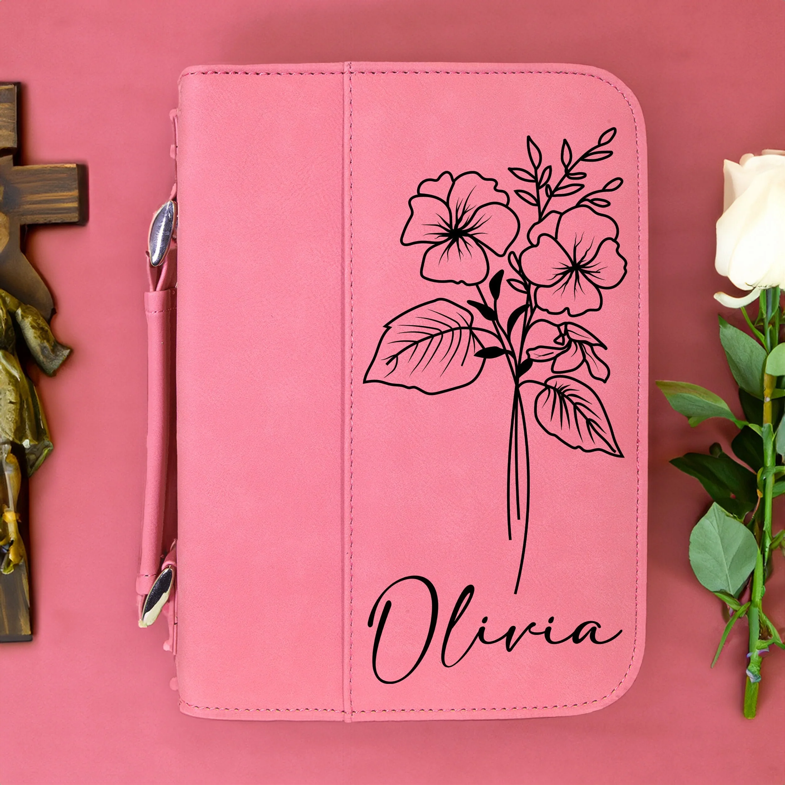 Personalized Birth Month Flower Bible Cover - Image 3