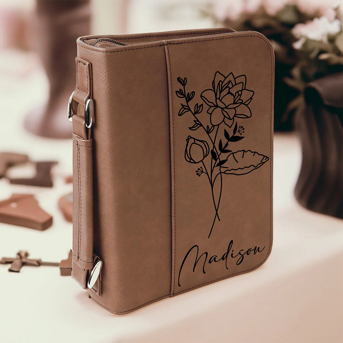 Personalized Birth Month Flower Bible Cover - Image 4