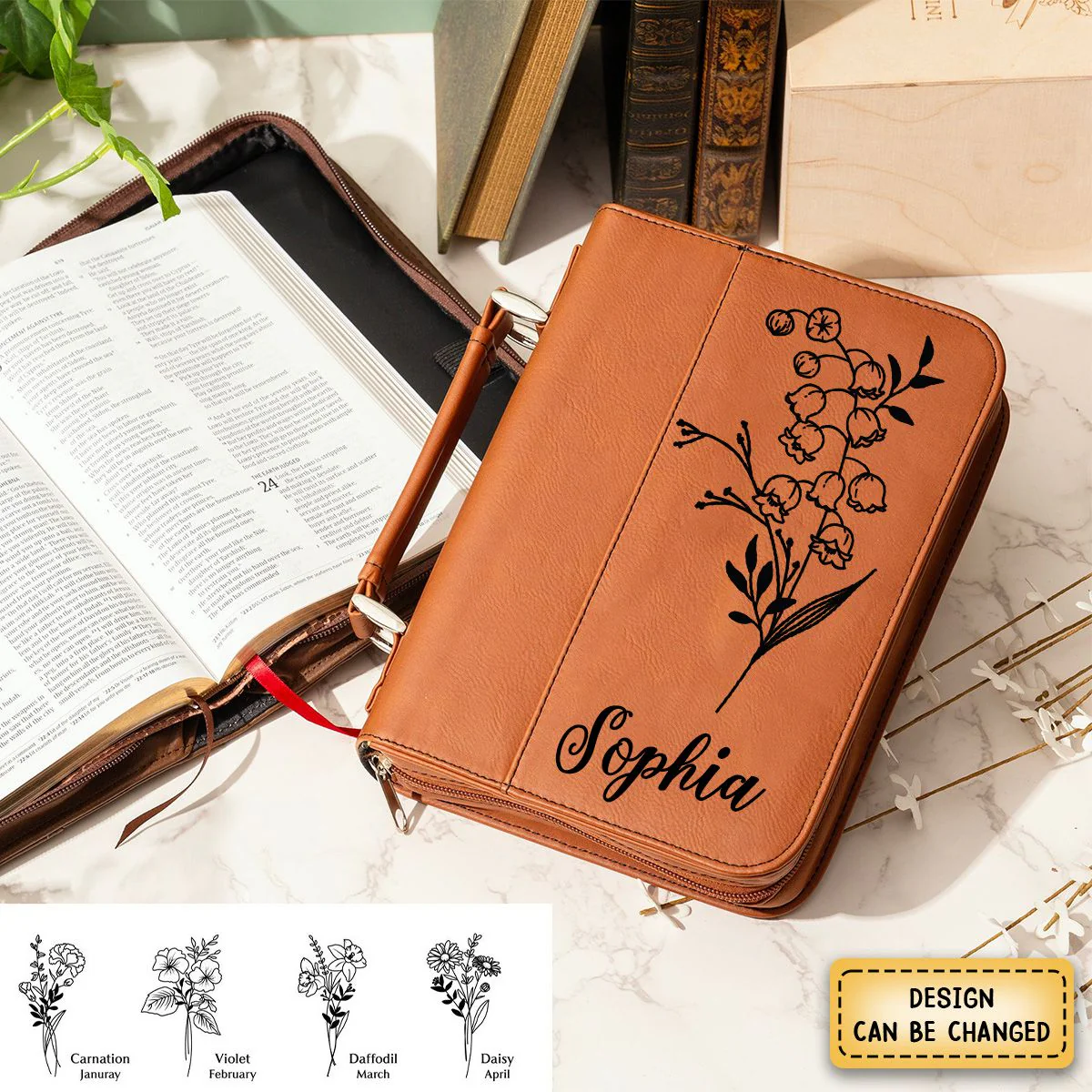 Personalized Birth Month Flower Bible Cover - Image 8