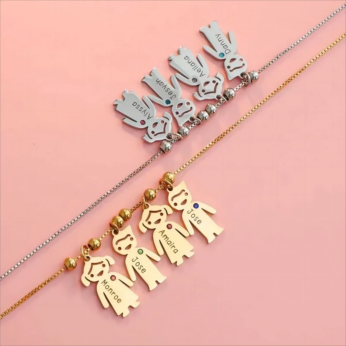 Personalized Birthstone Children Shape Necklace For Mother & Grandmas - Image 12