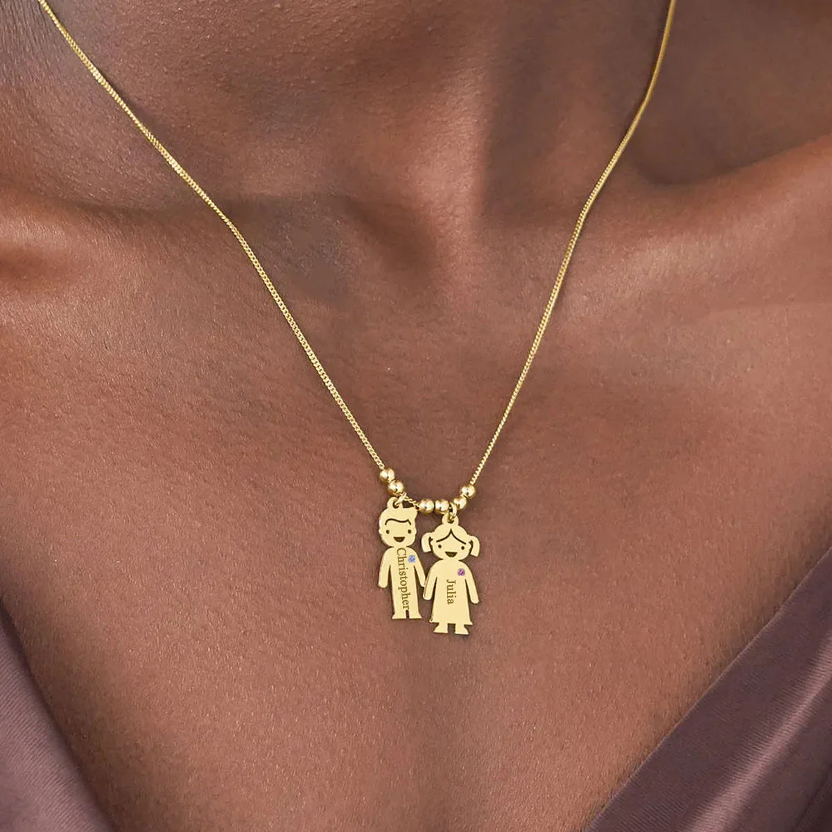 Personalized Birthstone Children Shape Necklace For Mother & Grandmas - Image 5