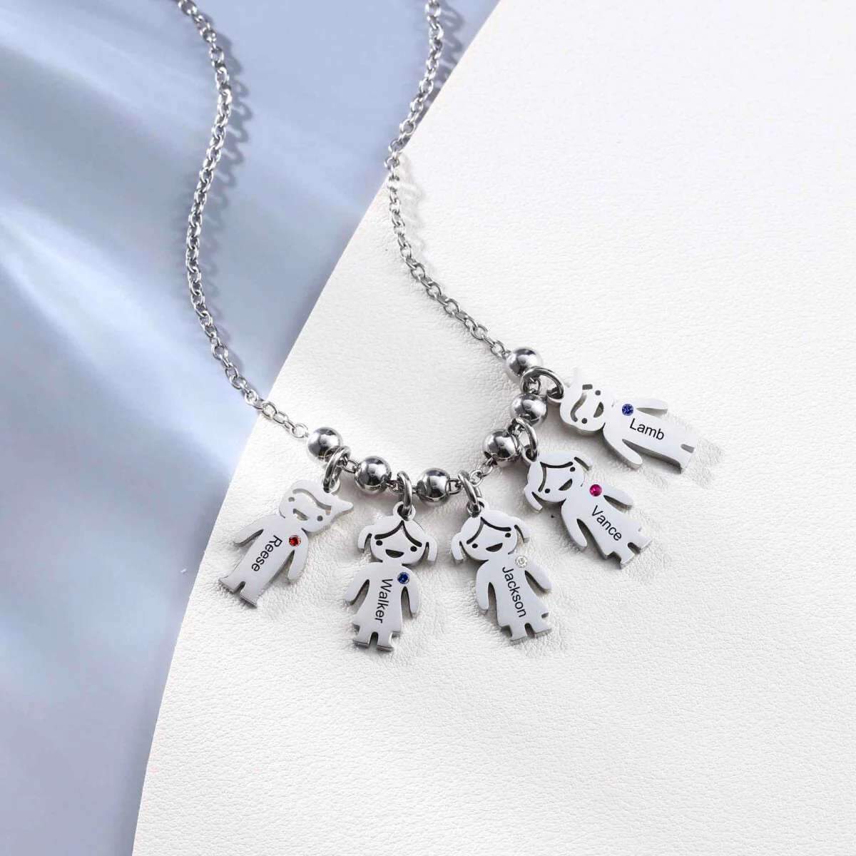 Personalized Birthstone Children Shape Necklace For Mother & Grandmas - Image 6