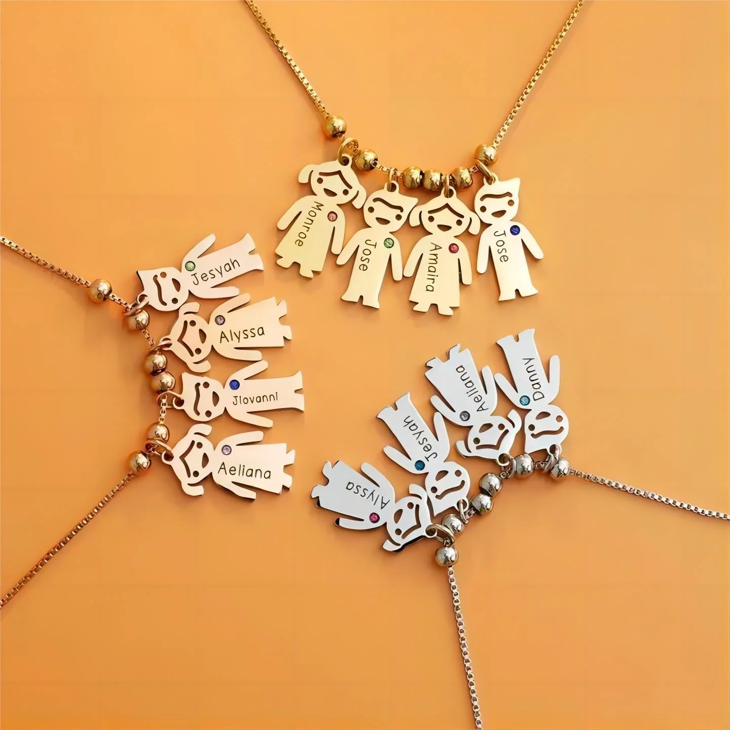 Personalized Birthstone Children Shape Necklace For Mother & Grandmas - Image 9