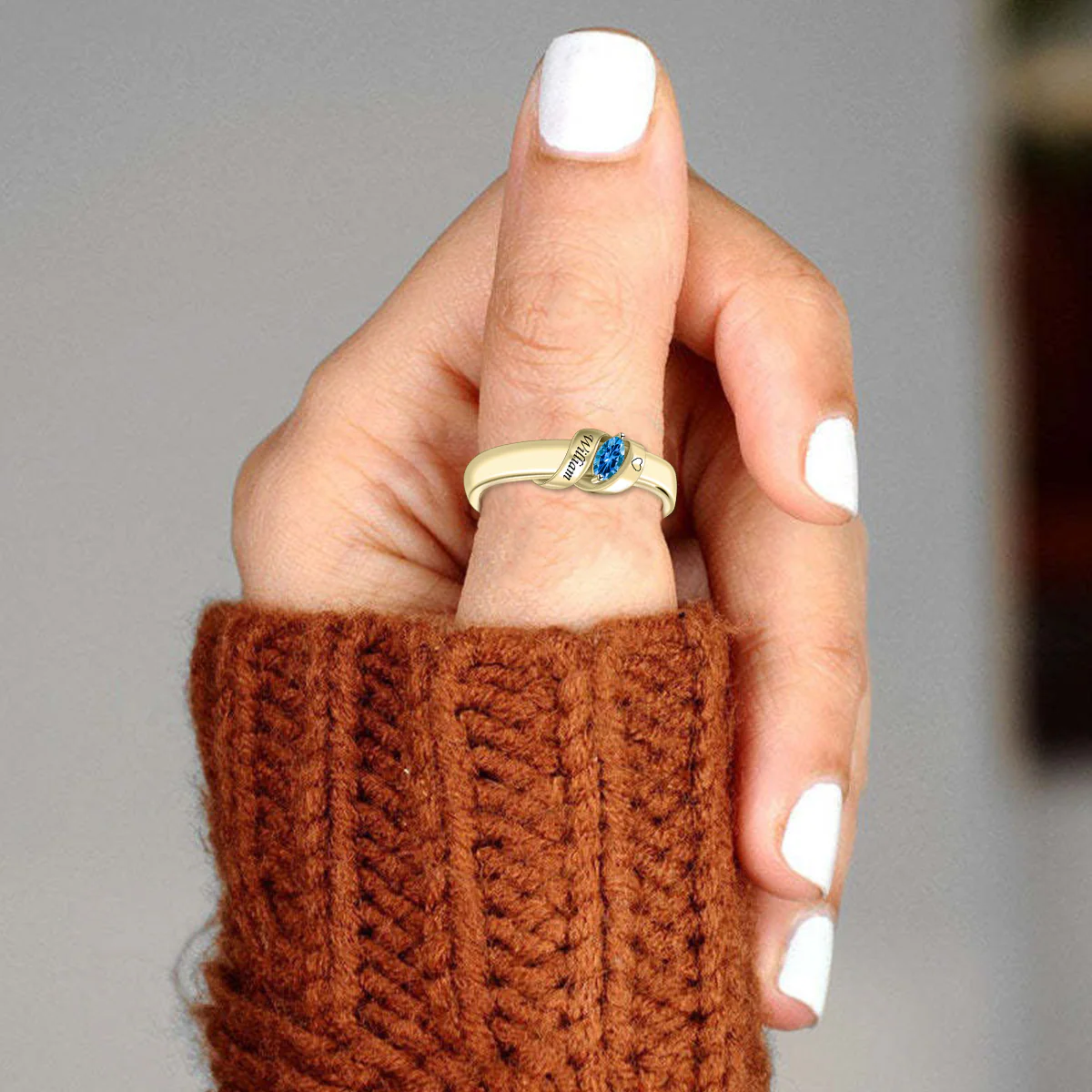 Personalized Birthstone Hug From Heaven Memorial Ring - Image 5