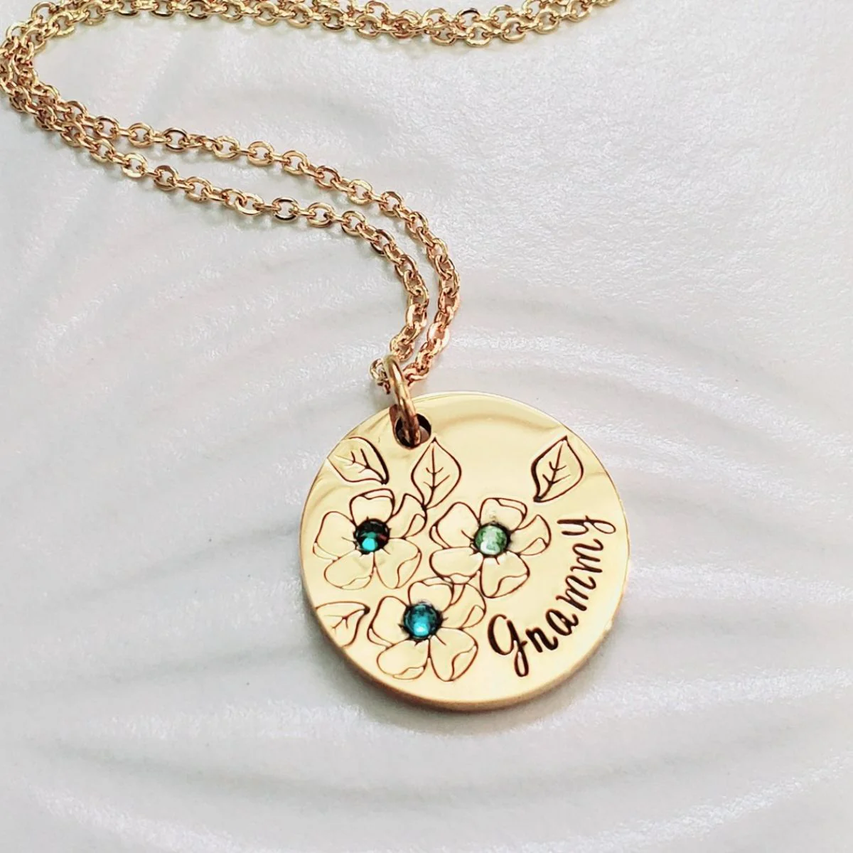 Personalized Birthstone Mother Grandma Flower Necklace - Image 10
