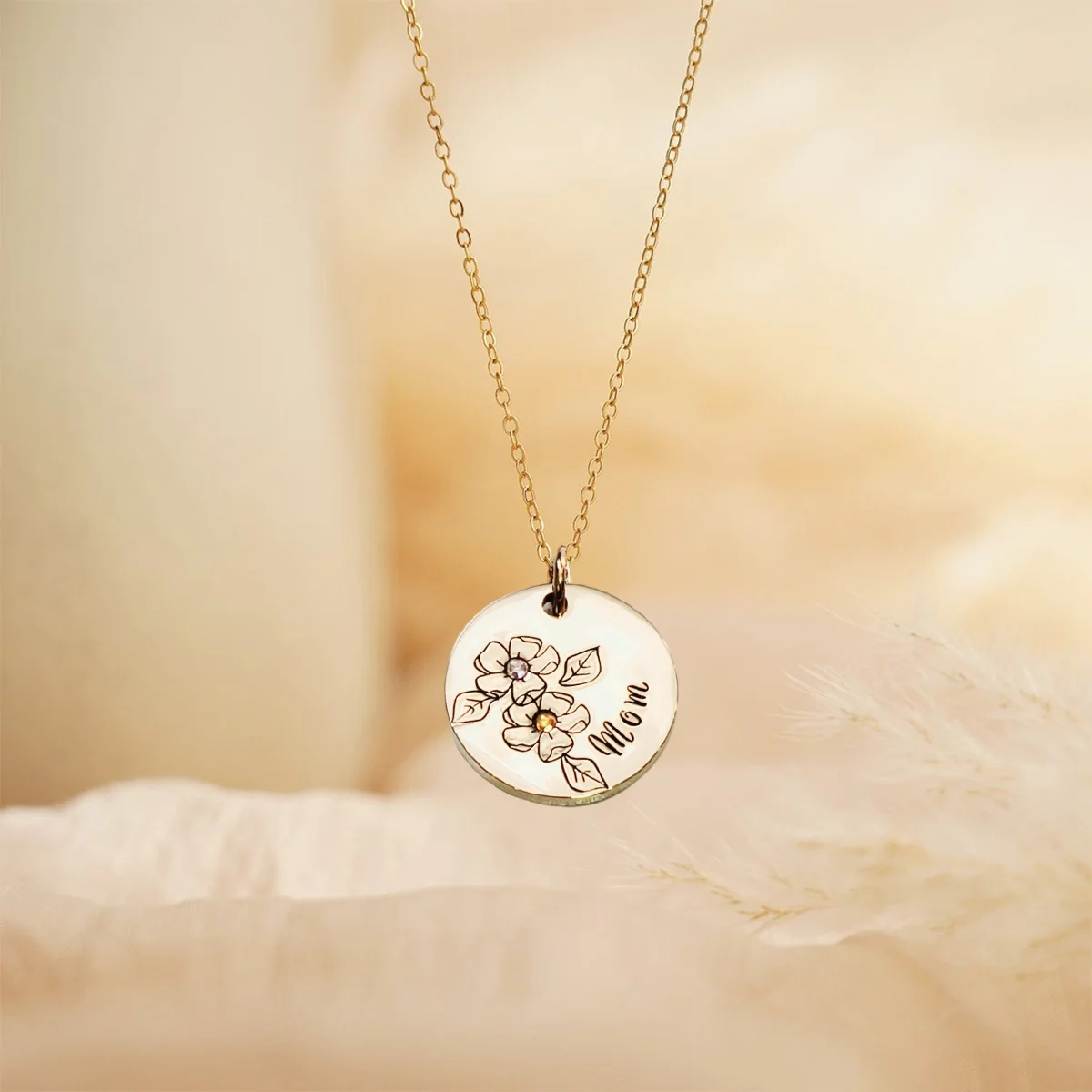 Personalized Birthstone Mother Grandma Flower Necklace - Image 12