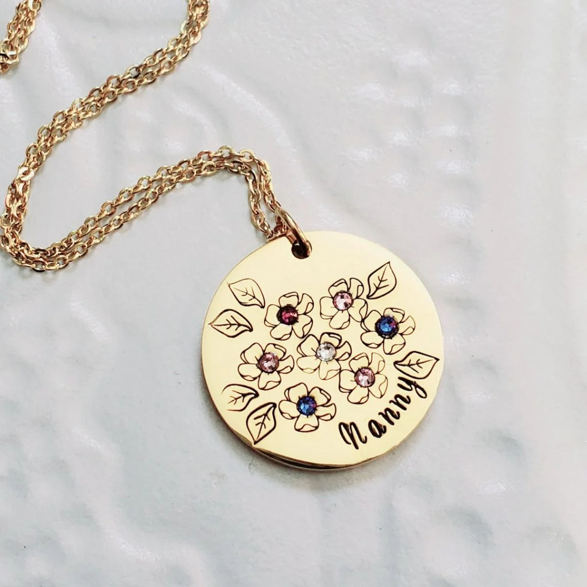 Personalized Birthstone Mother Grandma Flower Necklace - Image 6