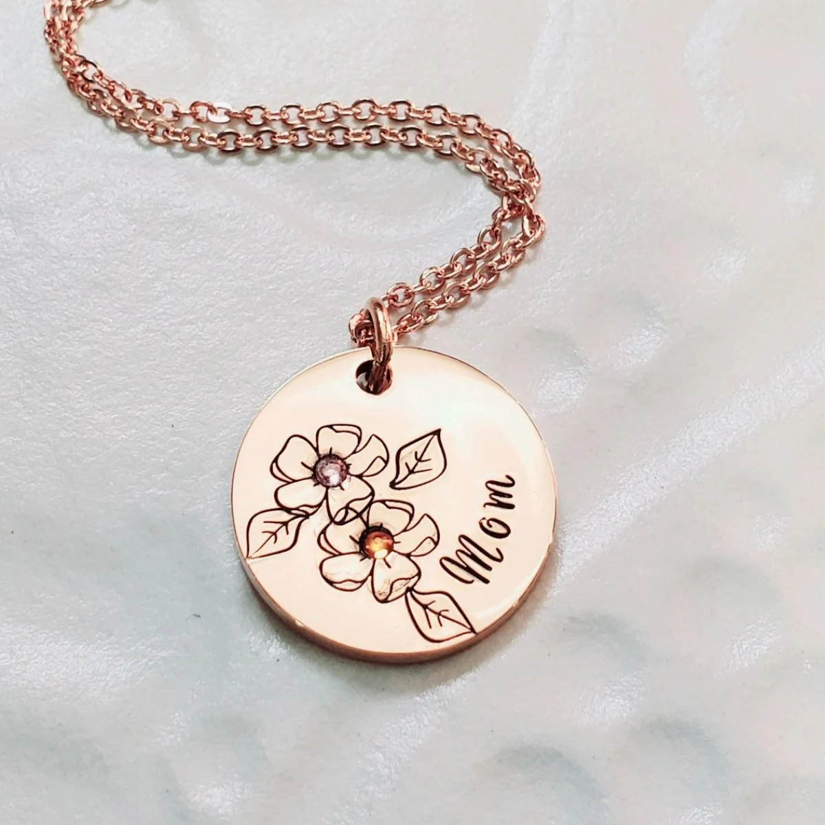 Personalized Birthstone Mother Grandma Flower Necklace - Image 9