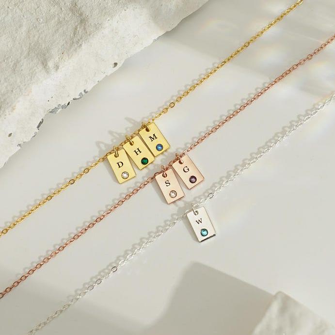 Personalized Birthstone Multiple Initial Necklace - Image 11