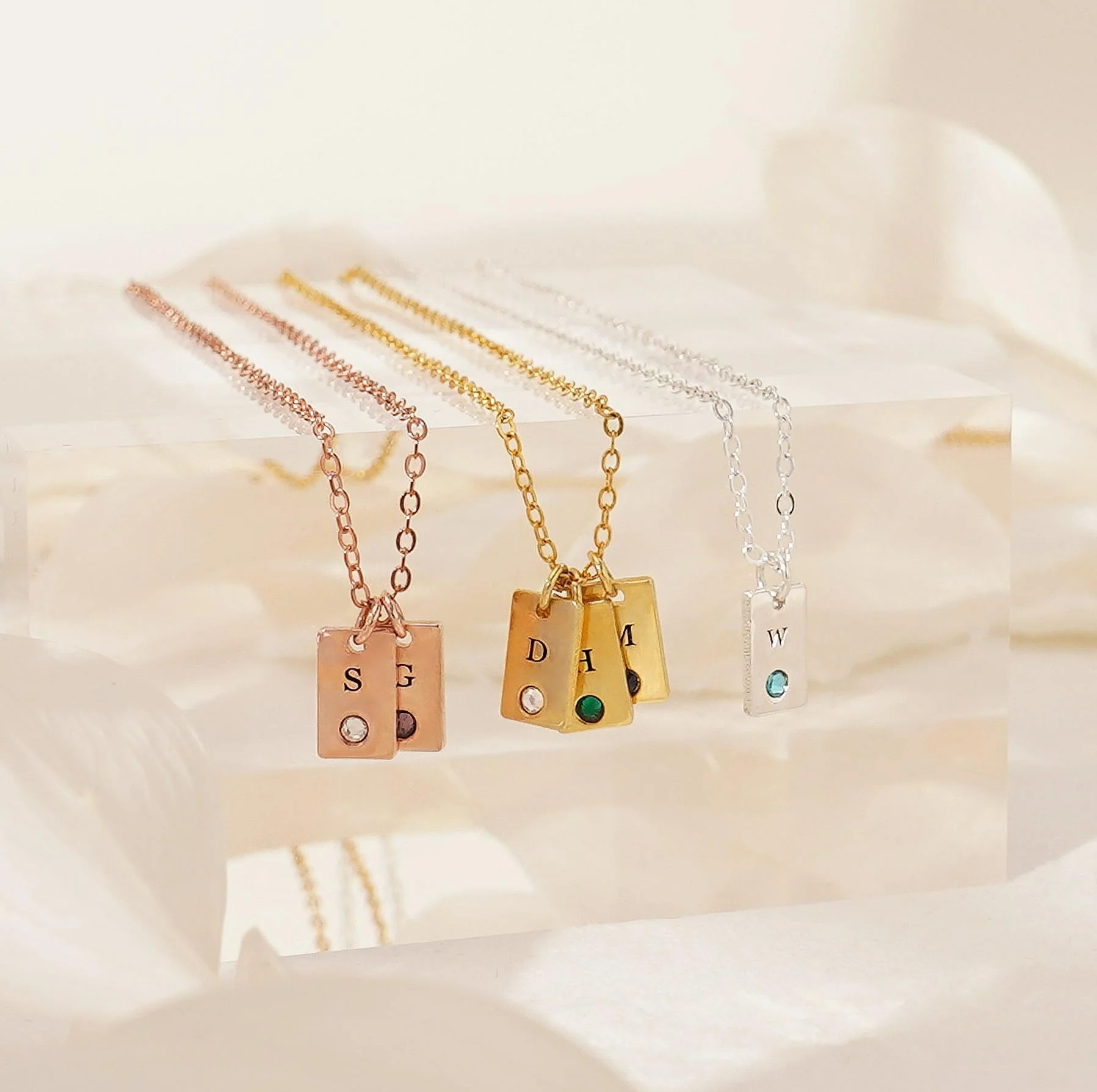 Personalized Birthstone Multiple Initial Necklace - Image 6